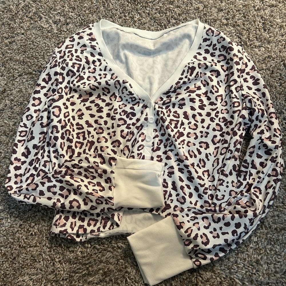SHEIN Animal Print Button-Up Sweater